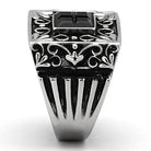 Stylish black ring for men fashion with intricate design and a glossy finish
