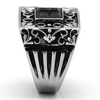 Stylish black ring for men fashion with intricate design and a glossy finish