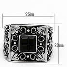 Stylish black ring for men fashion featuring ornate design and adjustable sizing