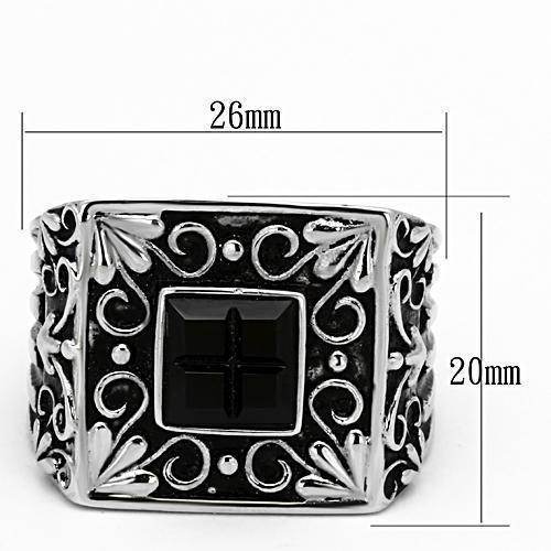 Stylish black ring for men fashion featuring ornate design and adjustable sizing