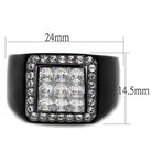 Men's black ring with cubic zirconia stones featuring a square design and detailed border from VacationGrabs