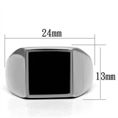 VacationGrabs black silver square ring with a sleek design and 24mm face for a bold statement