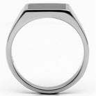 Sleek black silver square ring for men with a modern design and polished finish