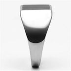 Sleek black silver square ring with a polished finish for men's fashion accessories