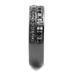 Stylish black stainless steel rings with sparkling crystals for elegant women's jewelry