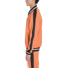 Men's black stripe rally jacket in orange with stylish side stripes and a modern fit