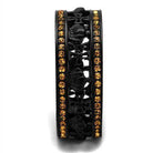 Elegant black topaz crystal ring adorned with intricate designs and golden accents for women's jewelry