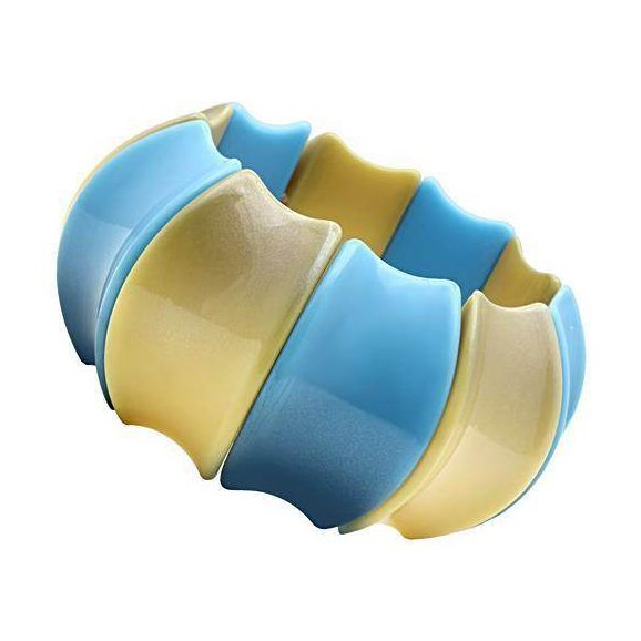 Stylish blue and yellow synthetic bracelet with a unique wave design for trendy women