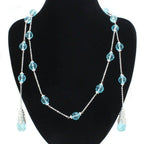 VacationGrabs blue crystal statement necklace featuring sparkling aquatic beads and elegant silver accents