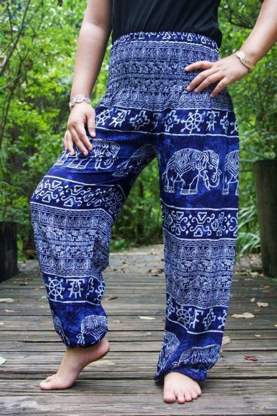 Blue Elephant Pants Womens Hippie Pants Yoga – VacationGrabs