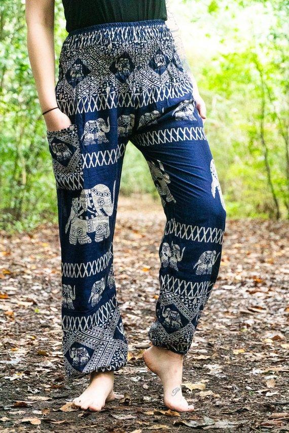 Drawstring Harem Pants - Thai Elephants Pattern – TASPA 