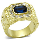 Men's Jewelry - Rings Blue Gem Men Stainless Steel Synthetic Crystal Rings Tk1192