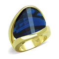 Stunning blue gemstone gold ring for women featuring a large faceted design and smooth band