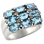 High polished blue gemstone ring featuring multiple oval stones set in a stylish silver band