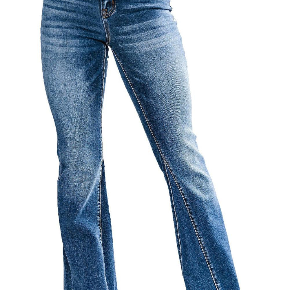 Women's Jeans Blue Medium Wash High Rise Flare Jeans