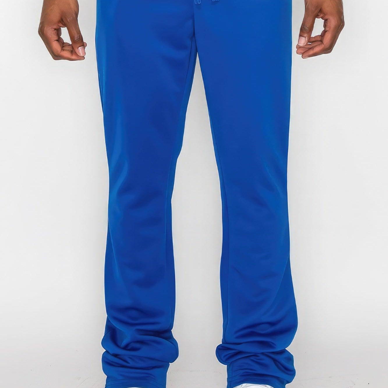 Men's Pants - Joggers Blue Solid Flare Stacked Track Pants