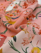 Boho pink floral wrap shirt with vibrant floral patterns and soft fabric for stylish summer wear