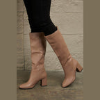 Women's beige high knee boots, stylish for everyday wear