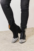 Trendsi women's black boots pointed toe with rhinestone detailing