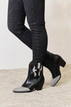 Trendsi women's black boots pointed toe with silver detailing