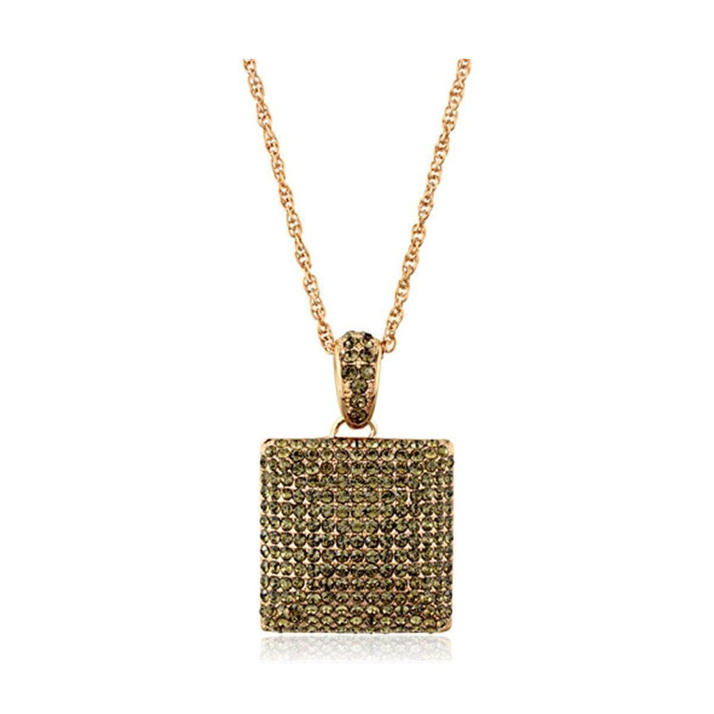 Elegant brass chain pendant for women with a sparkling square charm and intricate detailing