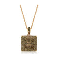 Elegant brass chain pendant for women with a sparkling square charm and intricate detailing