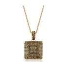 Elegant brass chain pendant for women with a sparkling square charm and intricate detailing