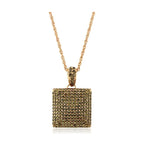 Elegant brass chain pendant for women with a sparkling square charm and intricate detailing