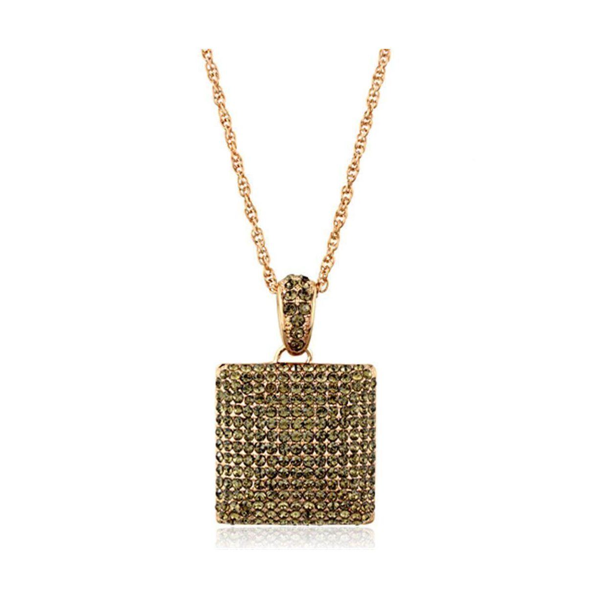 Elegant brass chain pendant for women with a sparkling square charm and intricate detailing