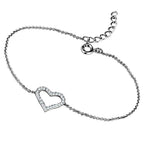 VacationGrabs brass heart charm bracelet with sparkling heart design on a delicate chain