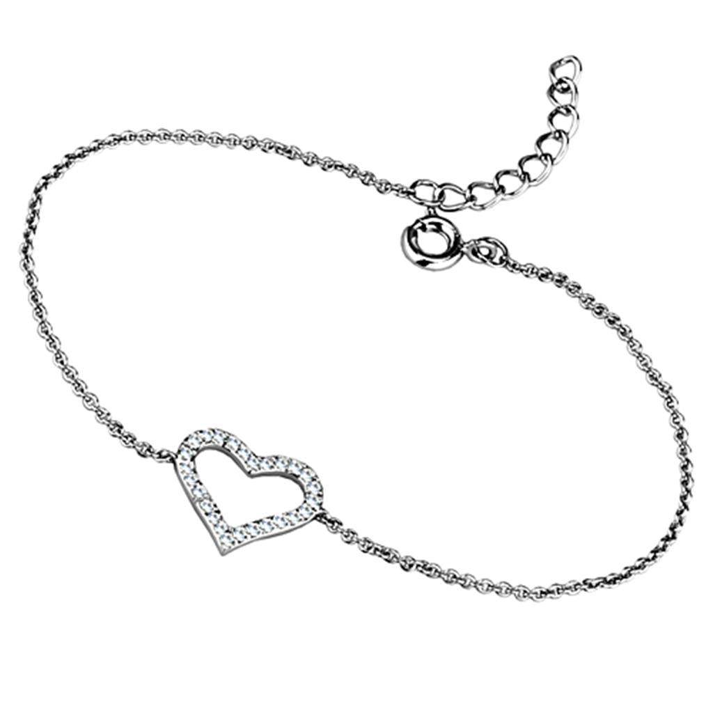 VacationGrabs brass heart charm bracelet with sparkling heart design on a delicate chain