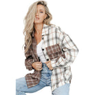 Brown plaid oversized shacket from VacationGrabs featuring a relaxed fit and stylish design