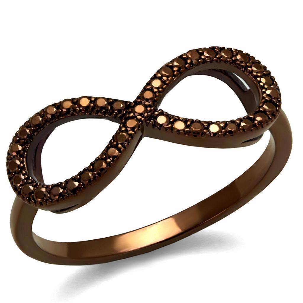 Elegant brown statement fashion rings for women featuring an infinity design adorned with sparkly stones
