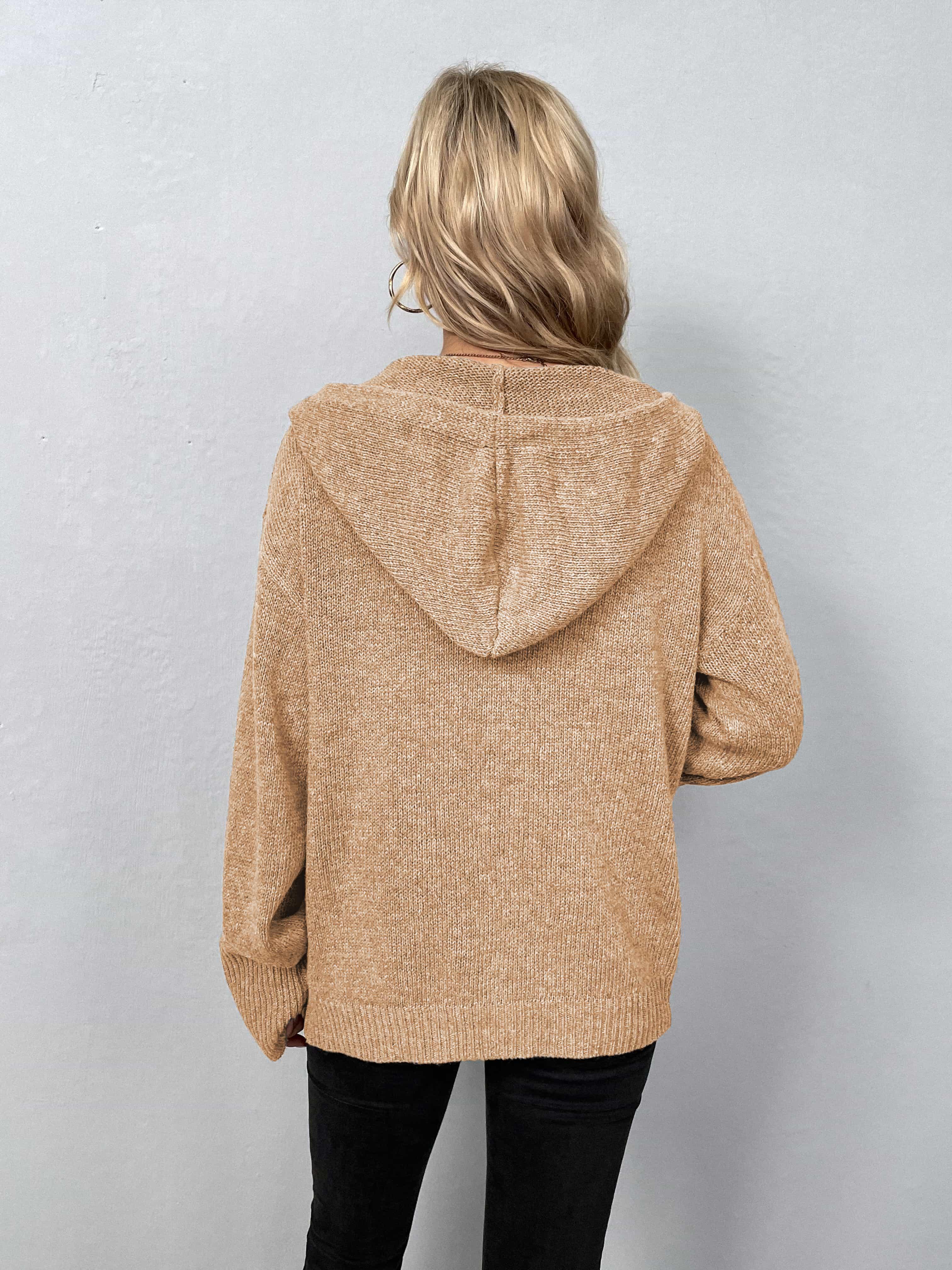 Women's Sweaters - Cardigans Button-Down Long Sleeve Hooded Sweater