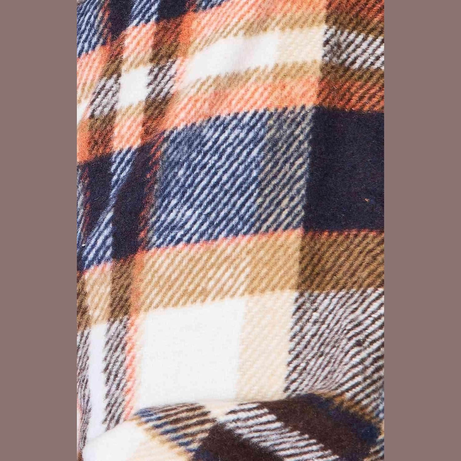 Trendsi button front plaid shacket with a stylish checkered pattern in warm colors