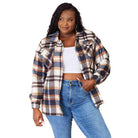 Trendsi women's button front plaid shacket in multi-color with two chest pockets for casual style