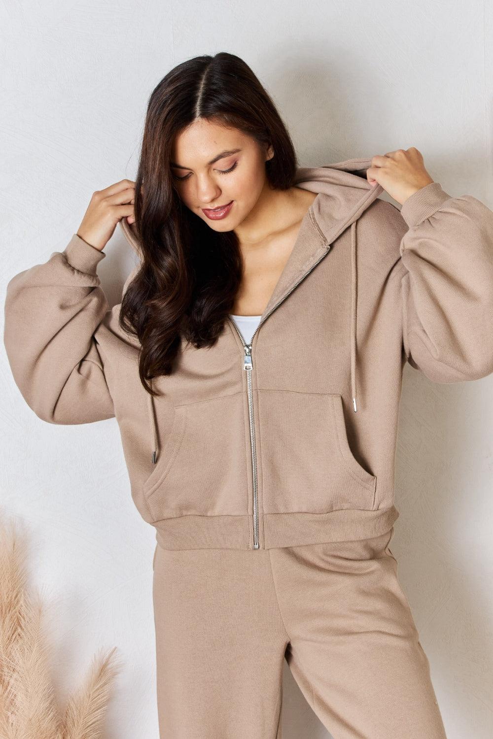 Women's Sweatshirts & Hoodies RISEN Oversized Zip Up Drawstring Hoodie