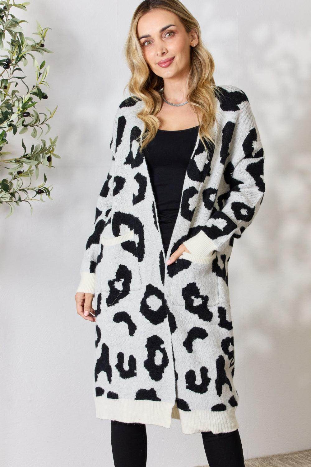 BiBi Leopard Open Front Cardigan - VacationGrabs