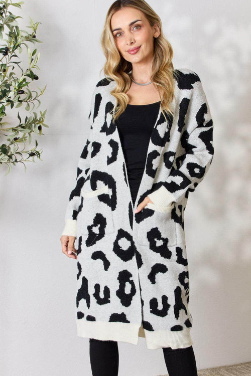 BiBi Leopard Open Front Cardigan - VacationGrabs
