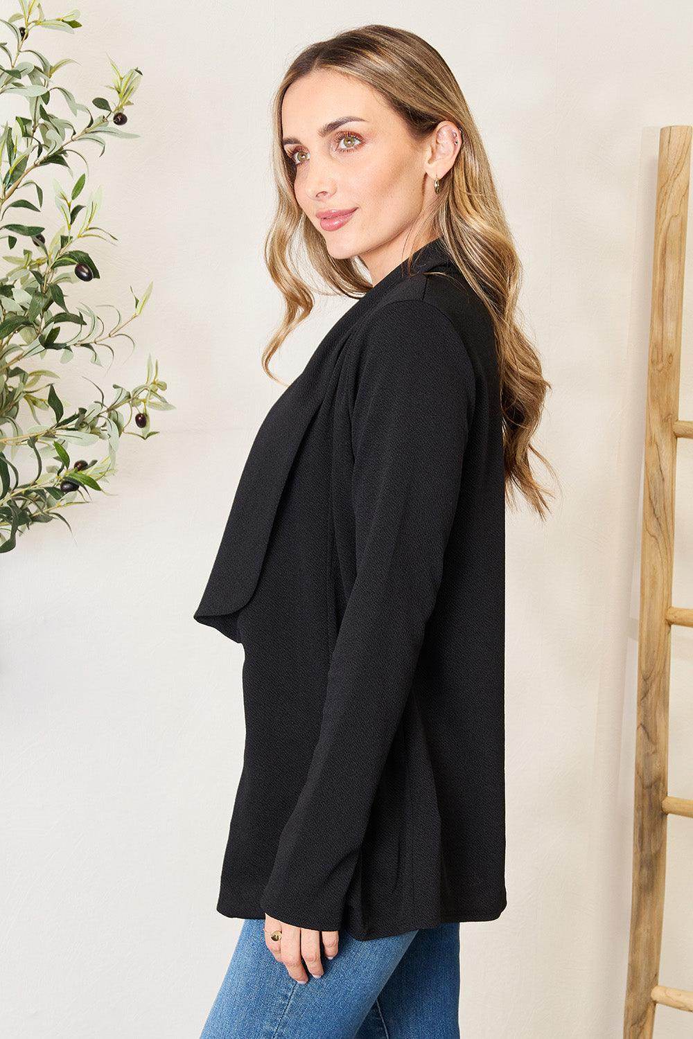 Heimish Full Size Open Front Long Sleeve Blazer - VacationGrabs