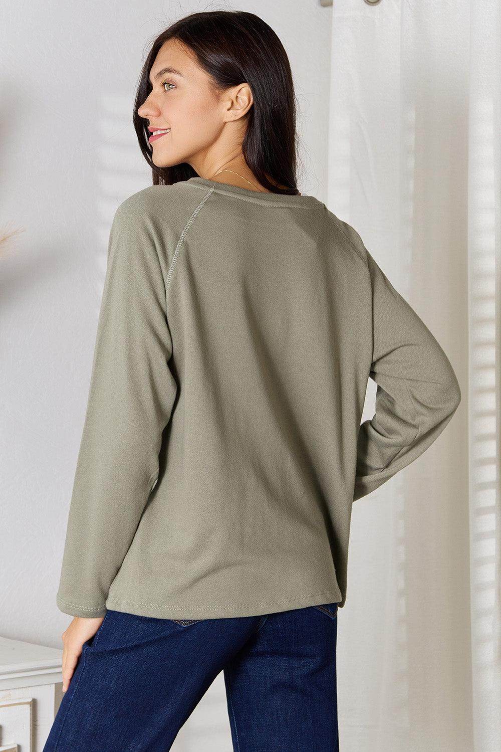 Culture Code Full Size V-Neck Long Sleeve T-Shirt - VacationGrabs