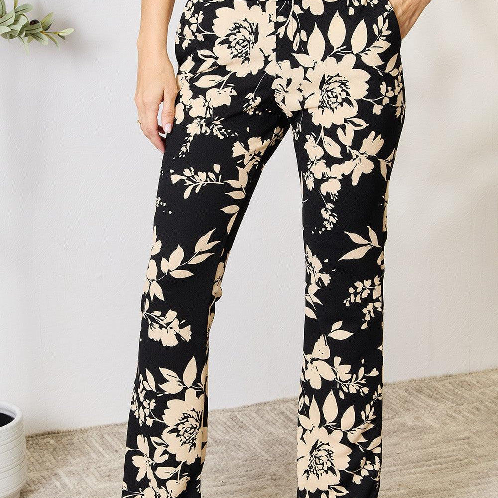 Women's Pants Heimish Full Size High Waist Floral Flare Pants