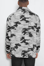 Stylish gray camo coach jacket for men from WEIV, perfect for casual wear and layering.