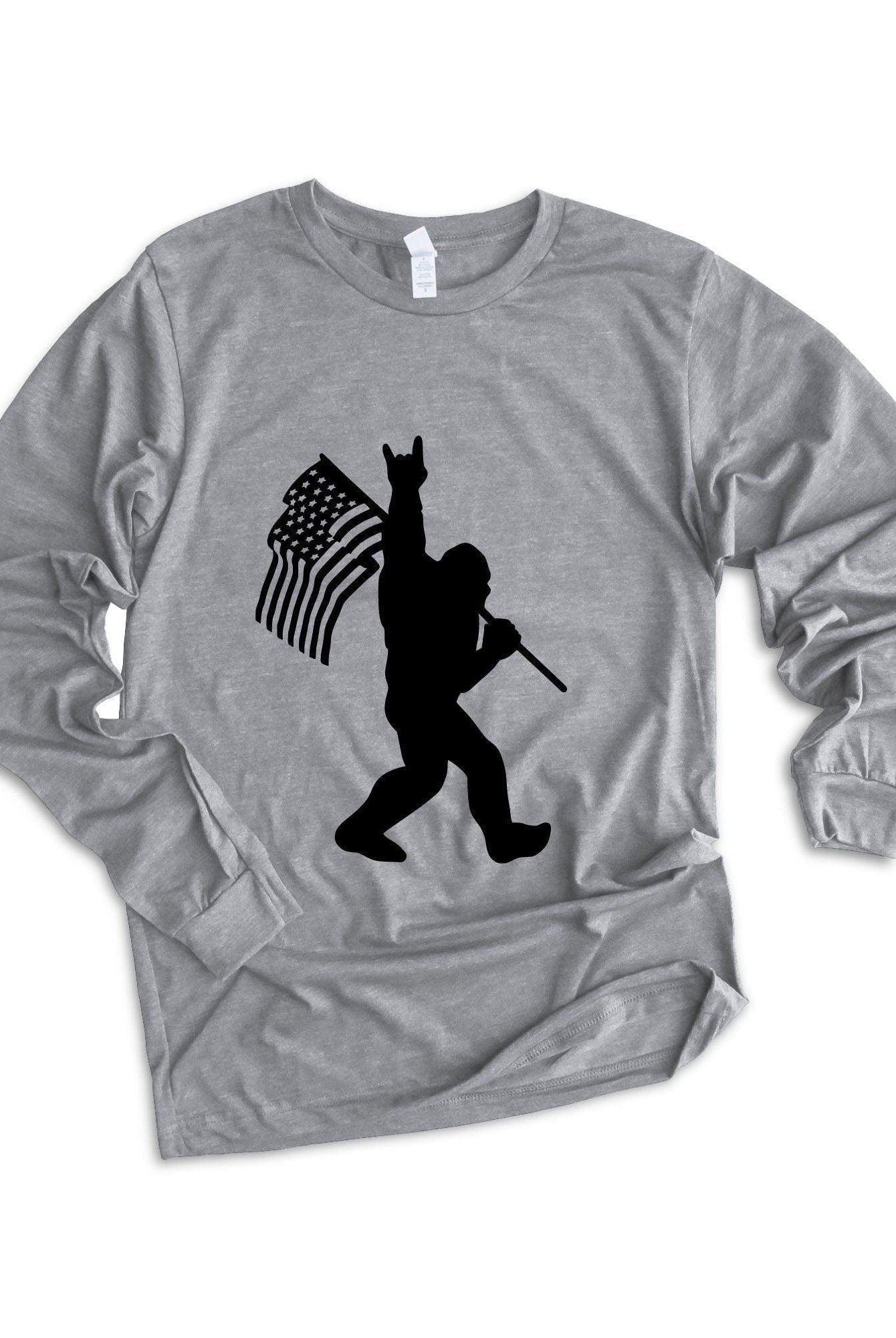 Men's Shirts - Tee's Camping Shirt Patriotic Bigfoot Shirt Outdoor Wear