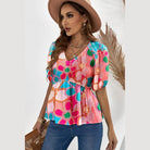 Trendsi Women's Casual Beachwear Blouse in Bright Floral Design, Perfect for Summer Outfits