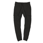 WEIV Men's Casual Cargo Joggers in Black with Side Pockets and Adjustable Waistband