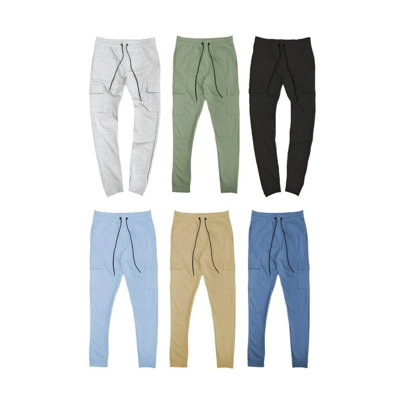 Men's WEIV casual cargo joggers in multiple colors with adjustable drawstring waist