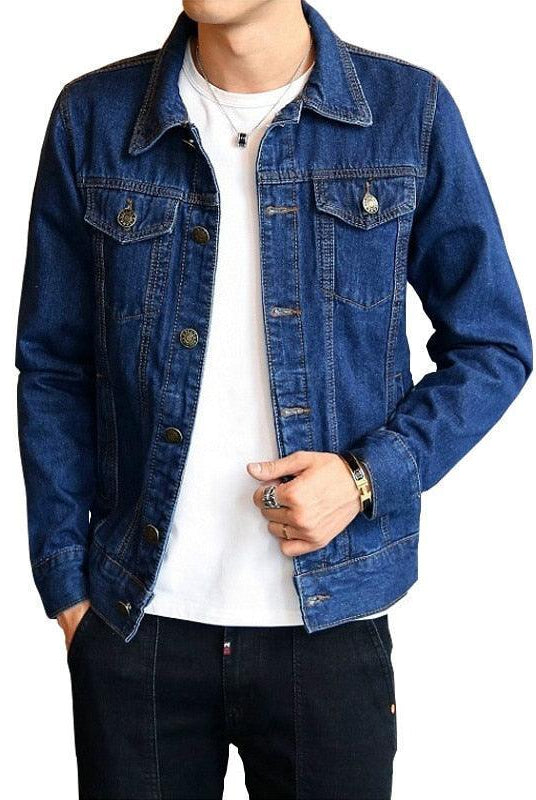 Men's Jackets Casual Denim Jackets Single Breasted Slim Fit Jean Jacket For...