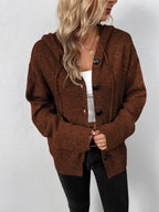 Trendsi casual hooded cardigan in brown with buttons and oversized fit for comfortable layering
