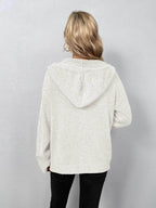 Trendsi casual hooded cardigan in soft grey with a cozy fit and relaxed silhouette